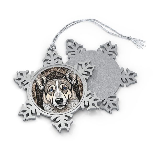 Corgi, Pewter Snowflake Ornament - Image 2
