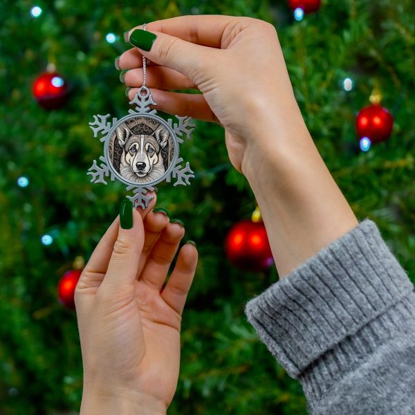 Corgi, Pewter Snowflake Ornament - Image 3