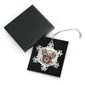 French Bulldog, Pewter Snowflake Ornament