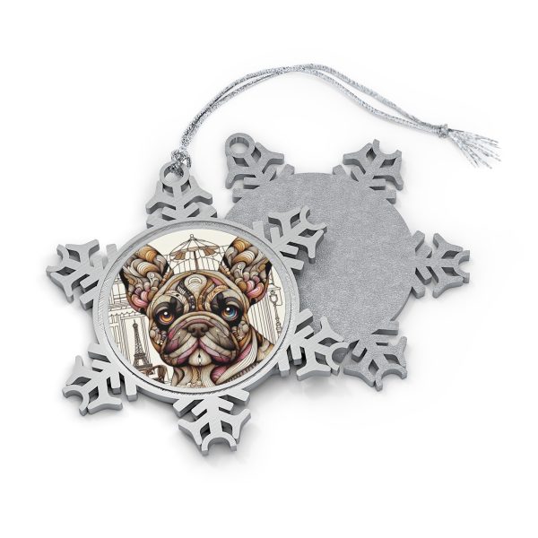 French Bulldog, Pewter Snowflake Ornament - Image 2
