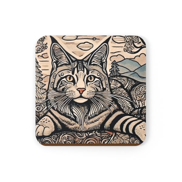 Maine Coon, Corkwood Coaster Set - Image 2