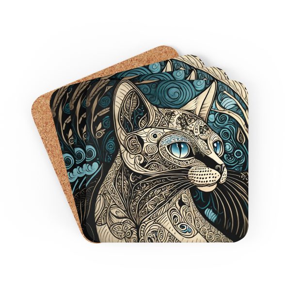 Siamese, Corkwood Coaster Set - Image 6