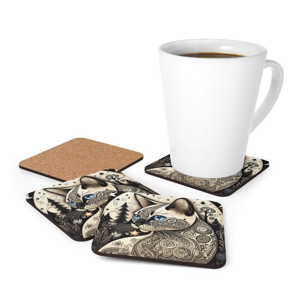 Siamese #2, Corkwood Coaster Set