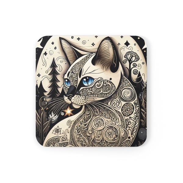 Siamese #2, Corkwood Coaster Set - Image 2