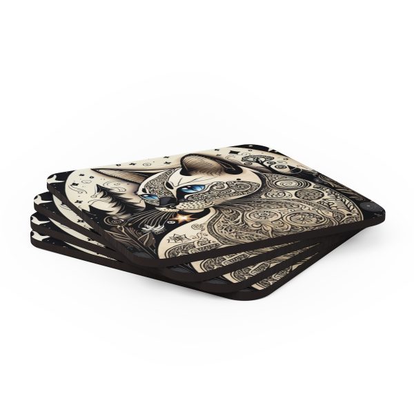 Siamese #2, Corkwood Coaster Set - Image 4