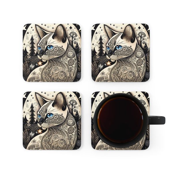 Siamese #2, Corkwood Coaster Set - Image 5