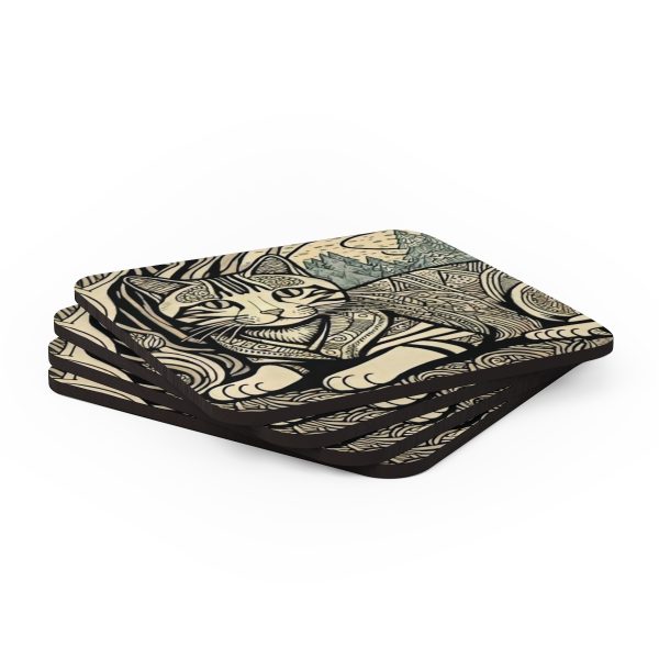 Tabby, Corkwood Coaster Set - Image 4