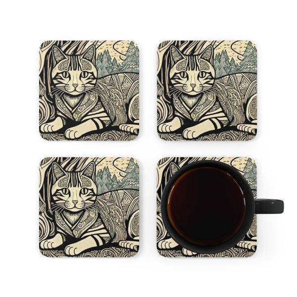 Tabby, Corkwood Coaster Set - Image 5