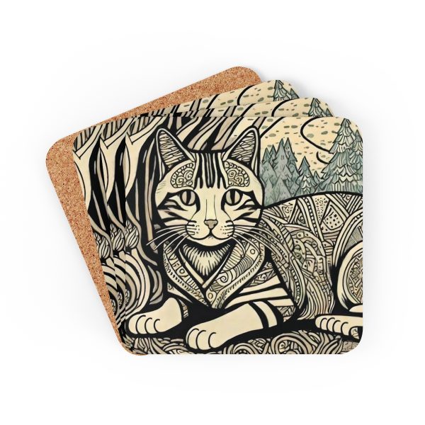 Tabby, Corkwood Coaster Set - Image 6