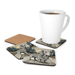 Dachshund, Corkwood Coaster Set